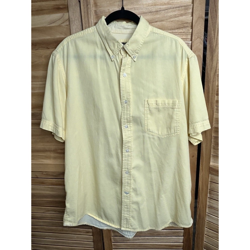$115 Club Room Men Yellow Short-Sleeve Button Casual Shirt Size L 100% Cotton